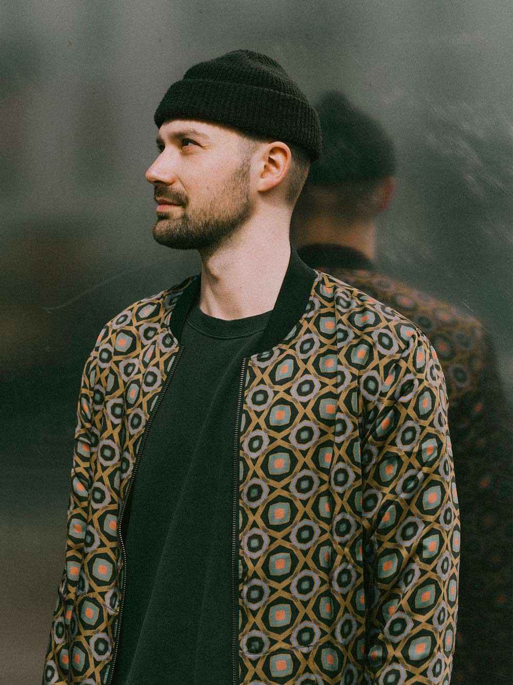 Laslo Reversible Bomber Jacket Kaleidoscope/Black