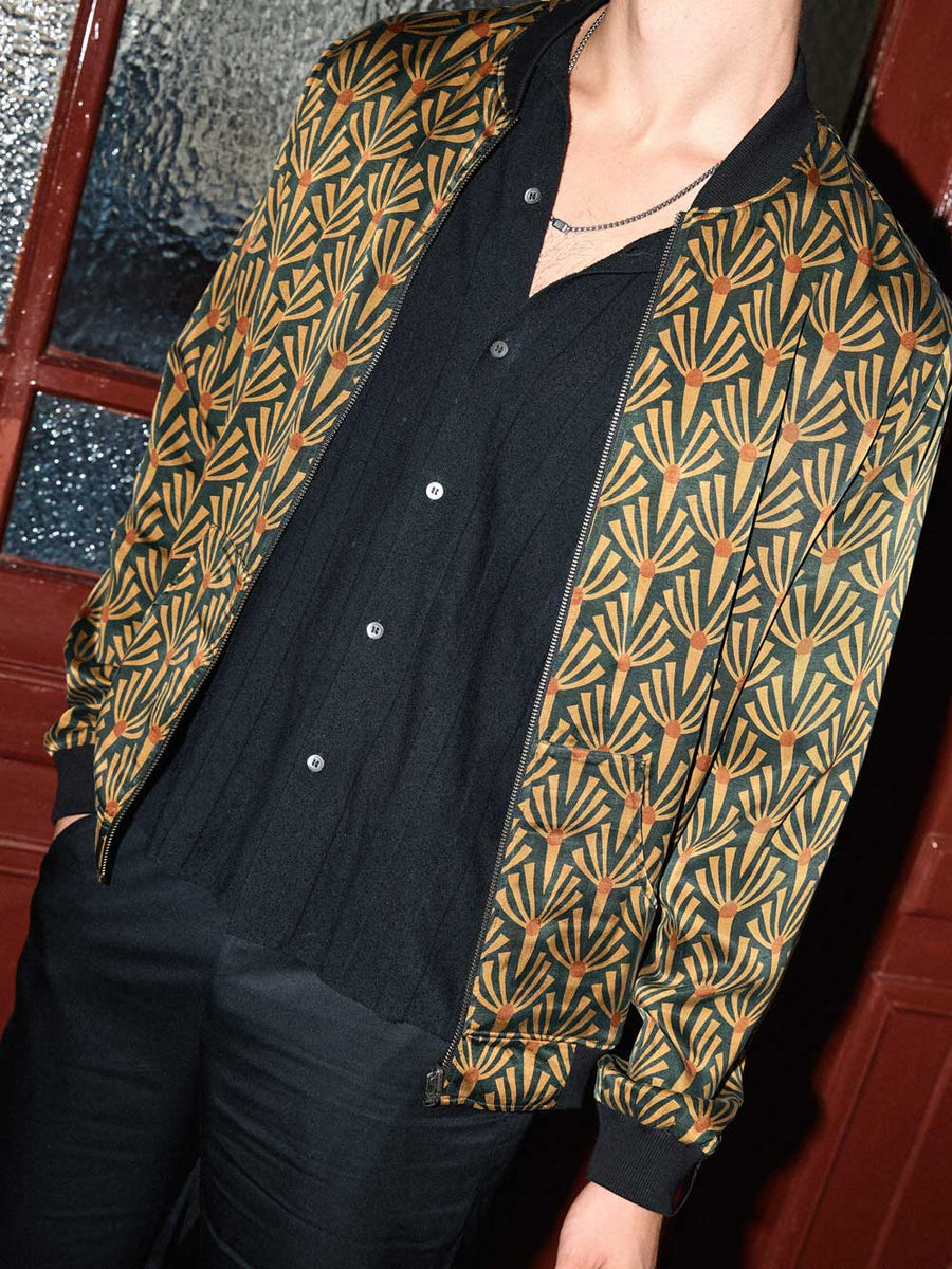 Laslo Reversible Bomber Jacket Artdeco/Black