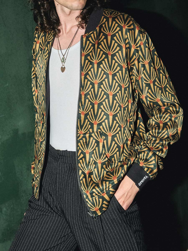 Laslo Reversible Bomber Jacket Artdeco/Black