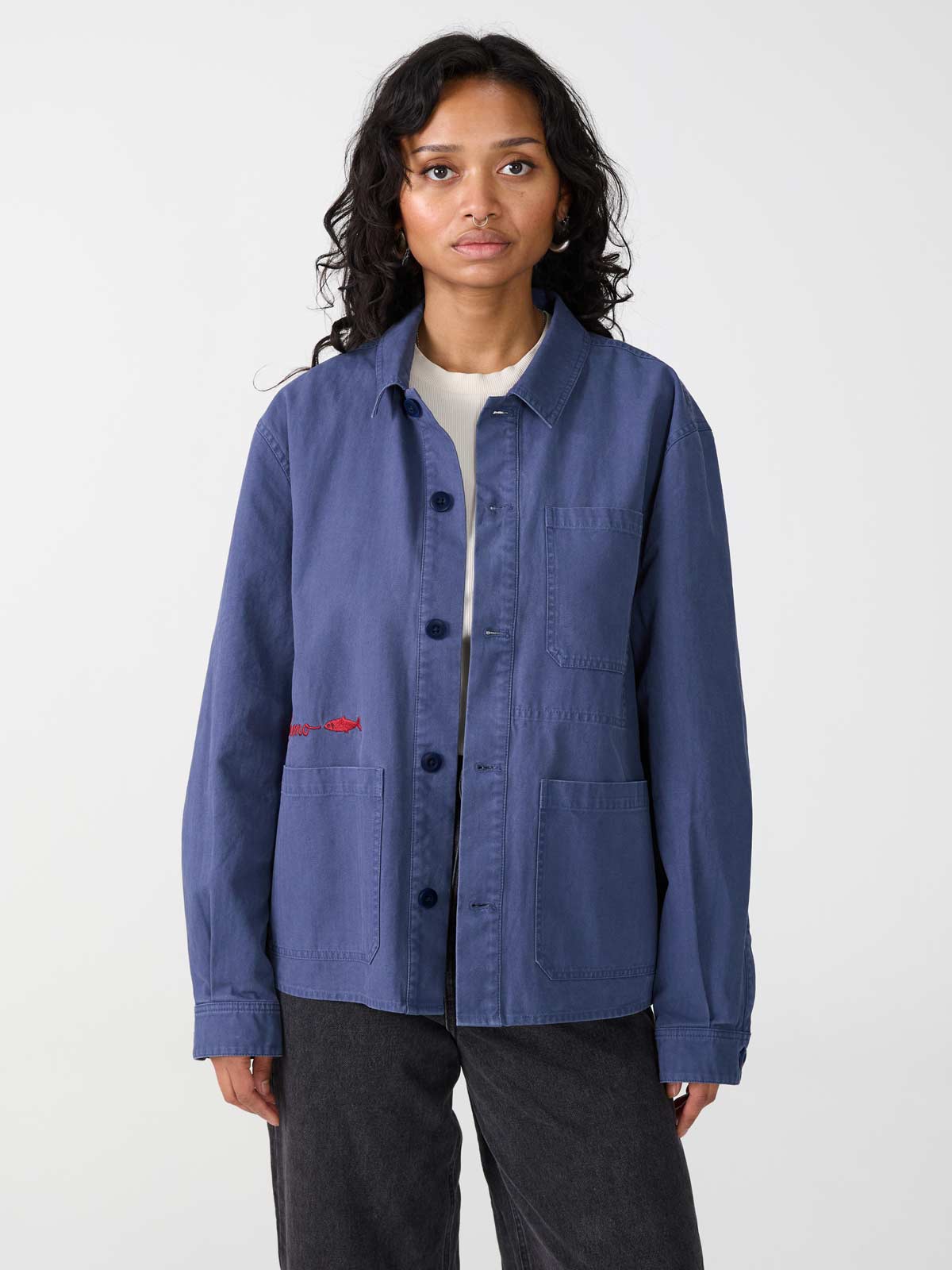 Otti Bestickte Workwear Jacke Blau