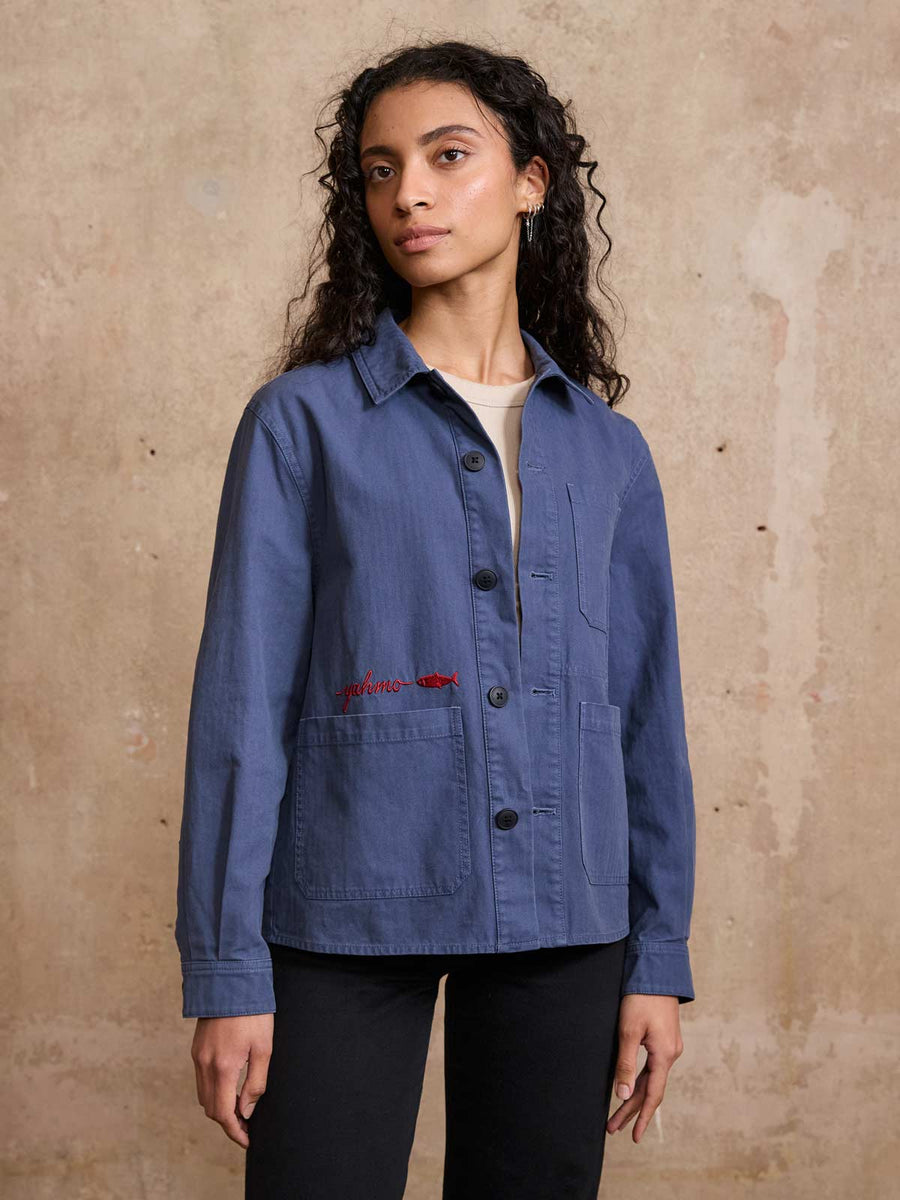 Otti Bestickte Workwear Jacke Blau