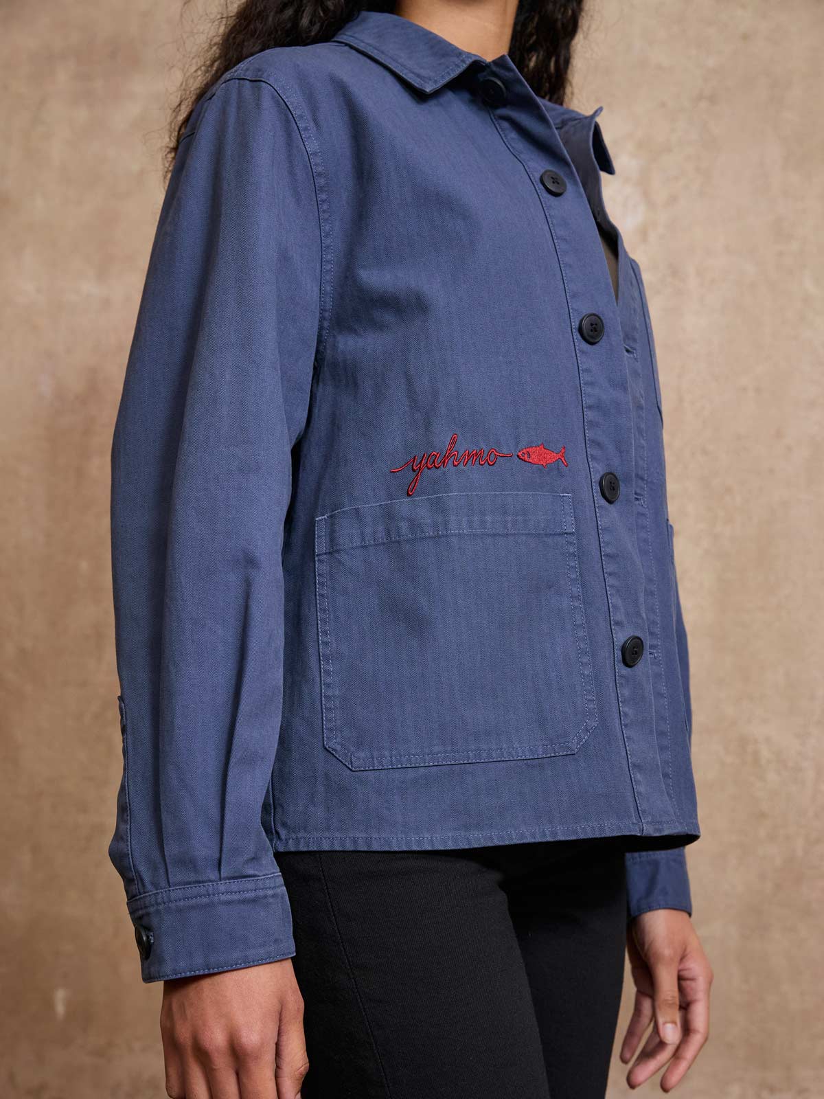 Otti Bestickte Workwear Jacke Blau