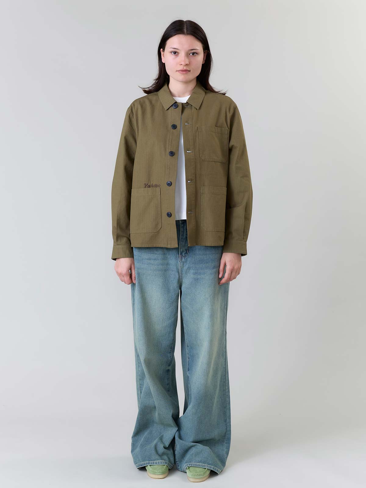 Otti Bestickte Workwear Jacke Oliv