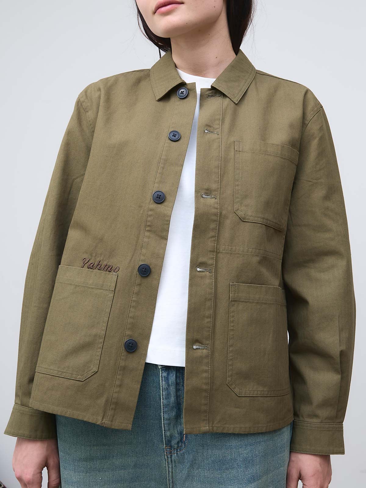 Otti Bestickte Workwear Jacke Oliv