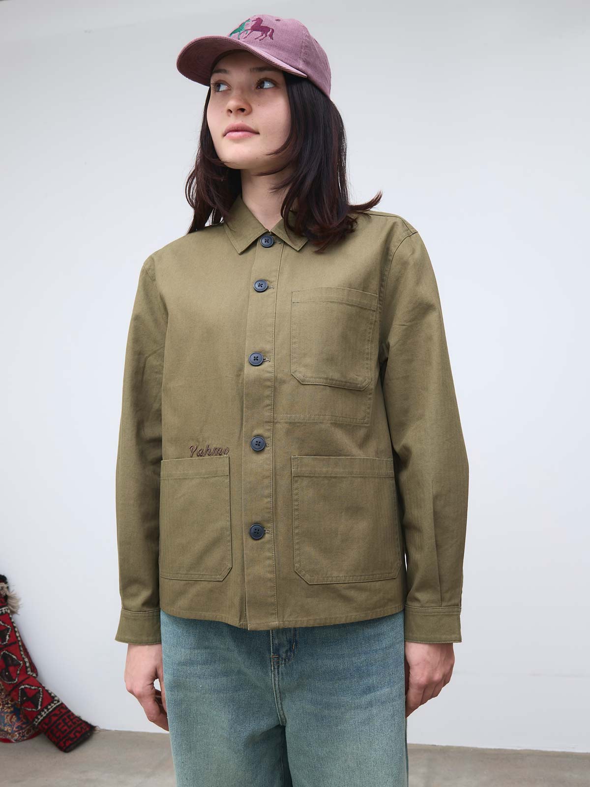 Otti Bestickte Workwear Jacke Oliv