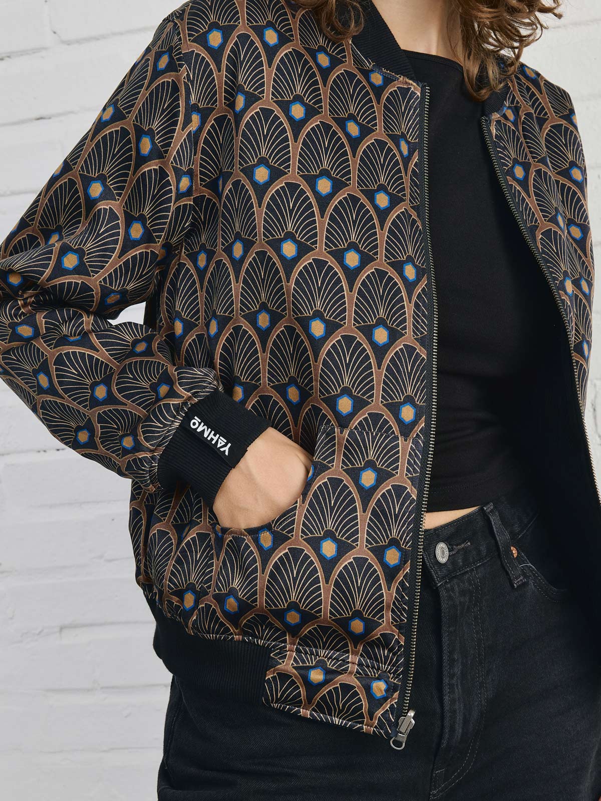 Elsa Reversible Bomber Jacket Metropolis/Black