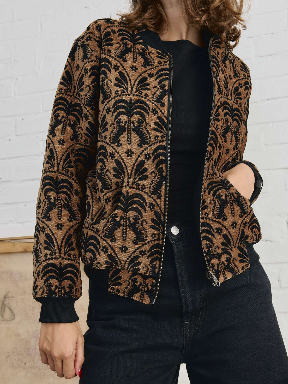 Berta Reversible Bomber Jacket Palm/Black