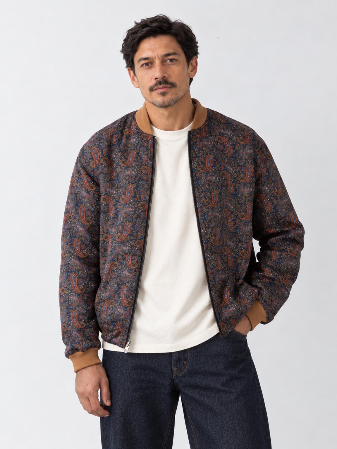 Oskar Reversible Bomber Jacket Paisley/Caramel