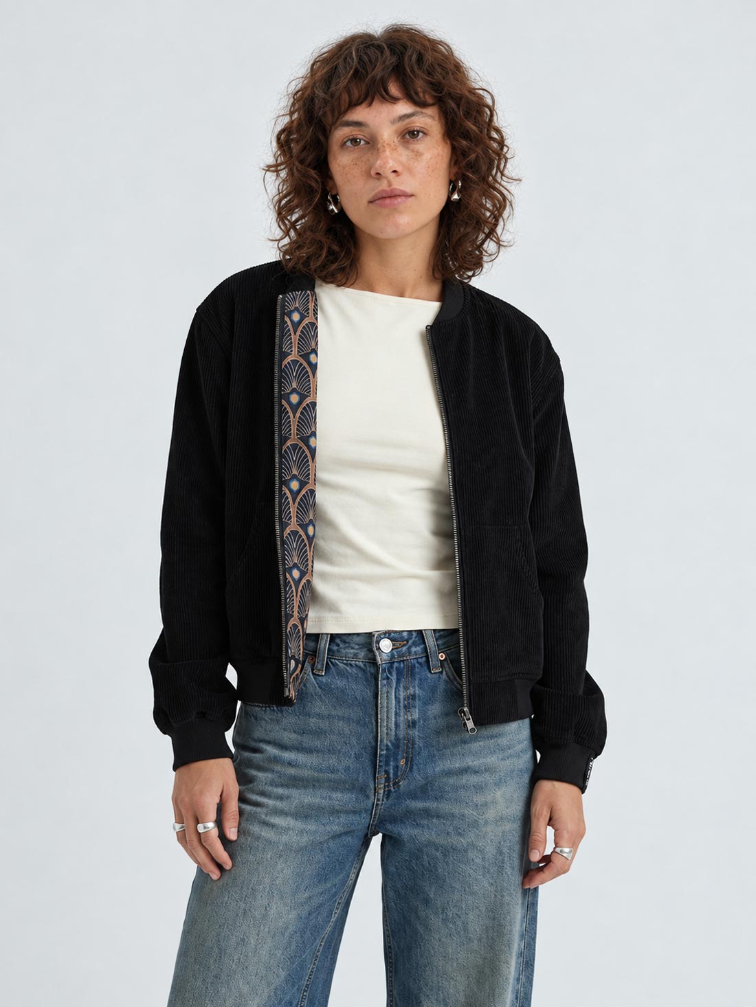 Elsa Reversible Bomber Jacket Metropolis/Black