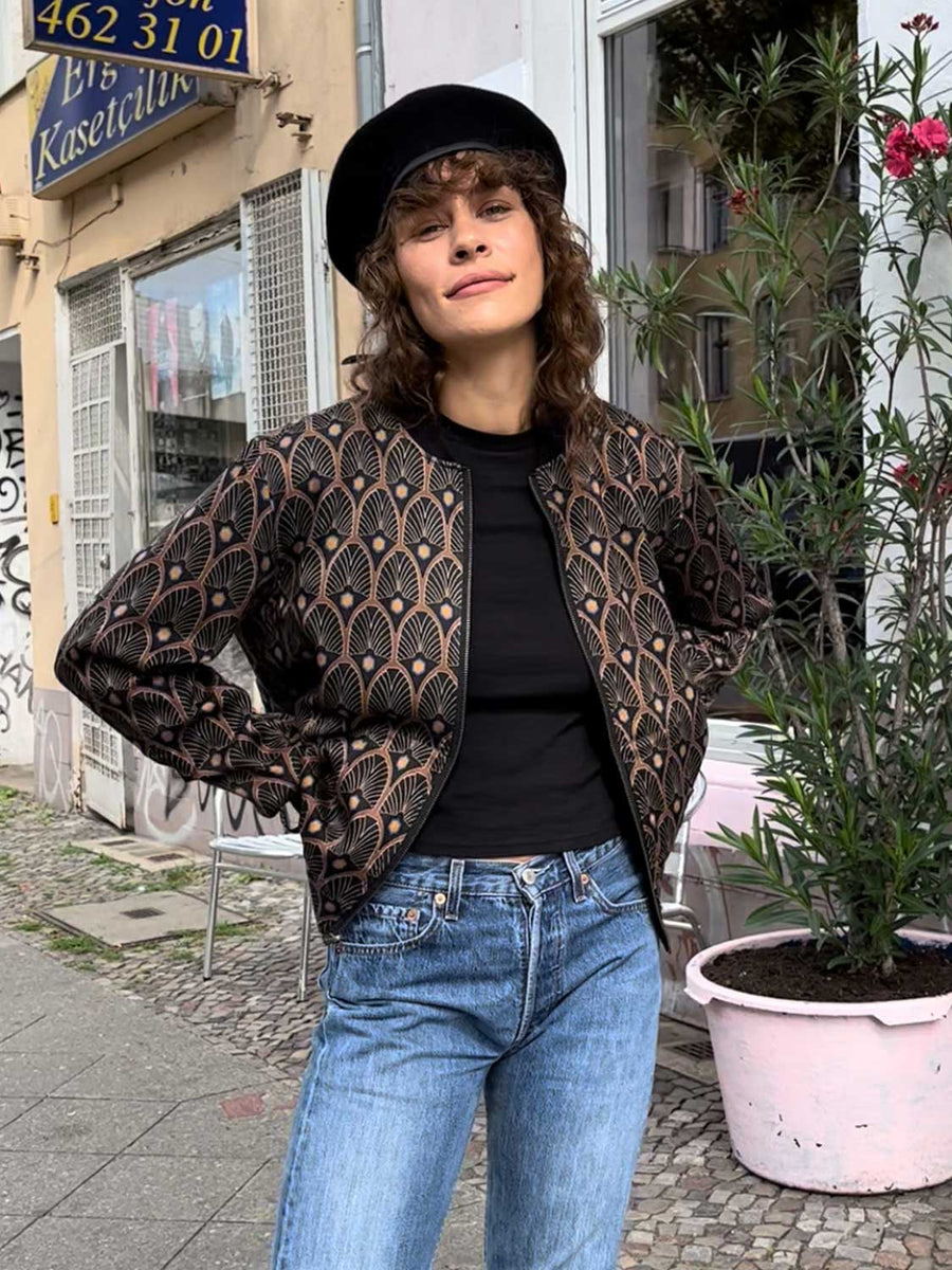 Elsa Reversible Bomber Jacket Metropolis/Black