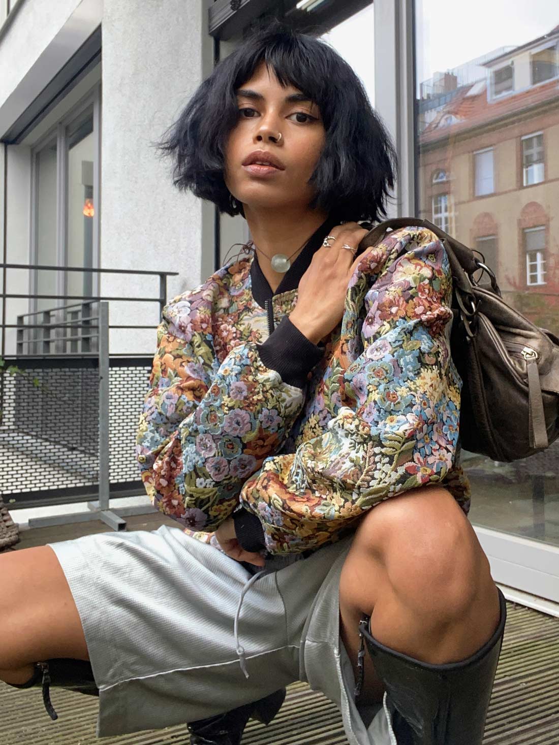 bouquet/black Reversible Sofa Bomber