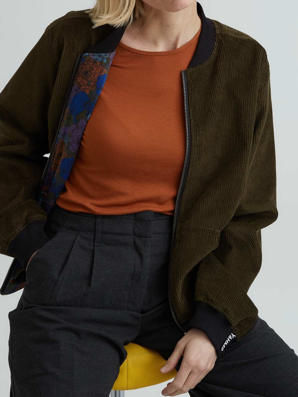 bloom/olive Reversible Bomber Corduroy