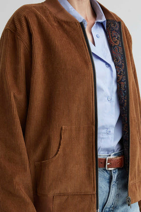 paisley/caramel Cord Wendejacke