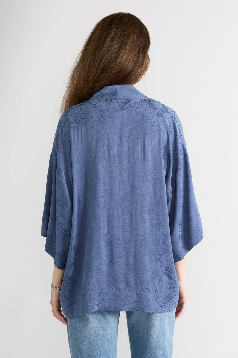 zen indigo Alltags-Kimono aus Cupro