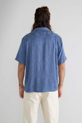 zen indigo Better-Than-Silk Bowling Shirt