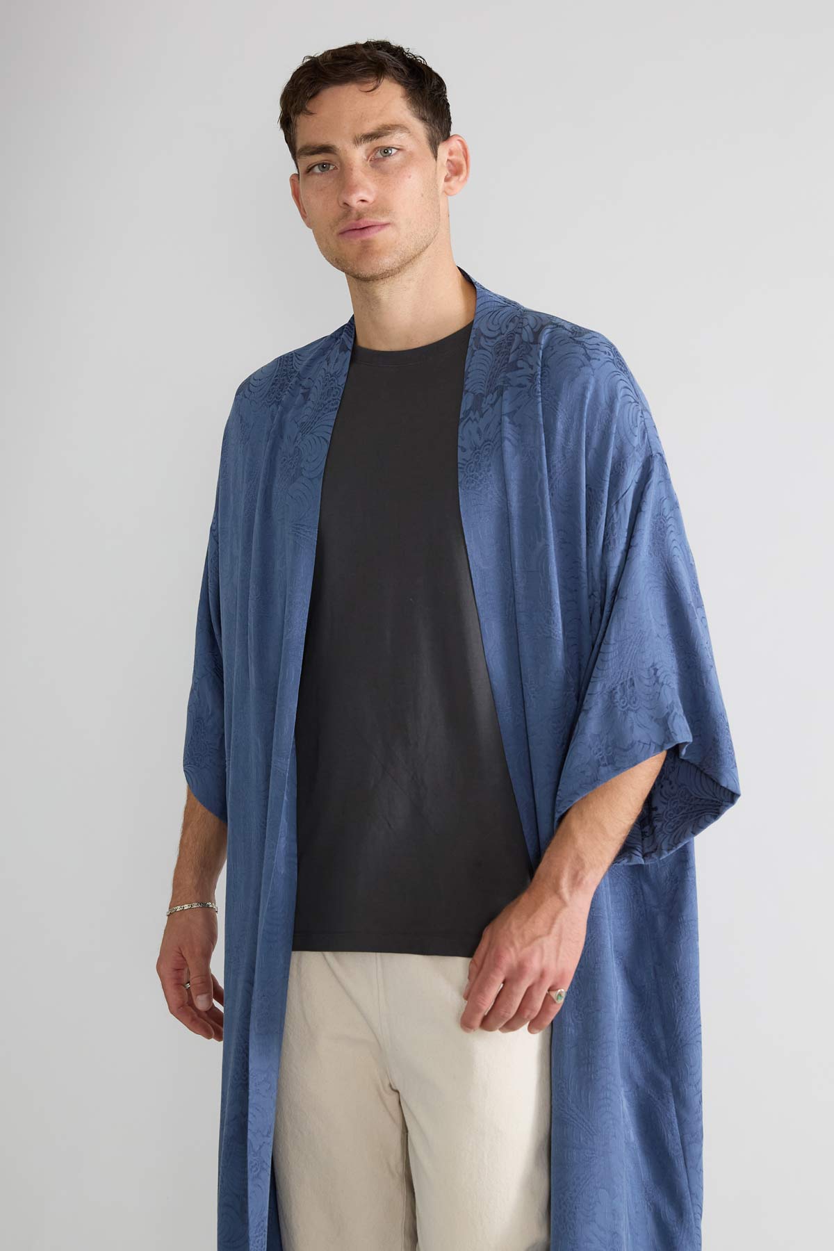 zen indigo Besser-als-Seide Kimono