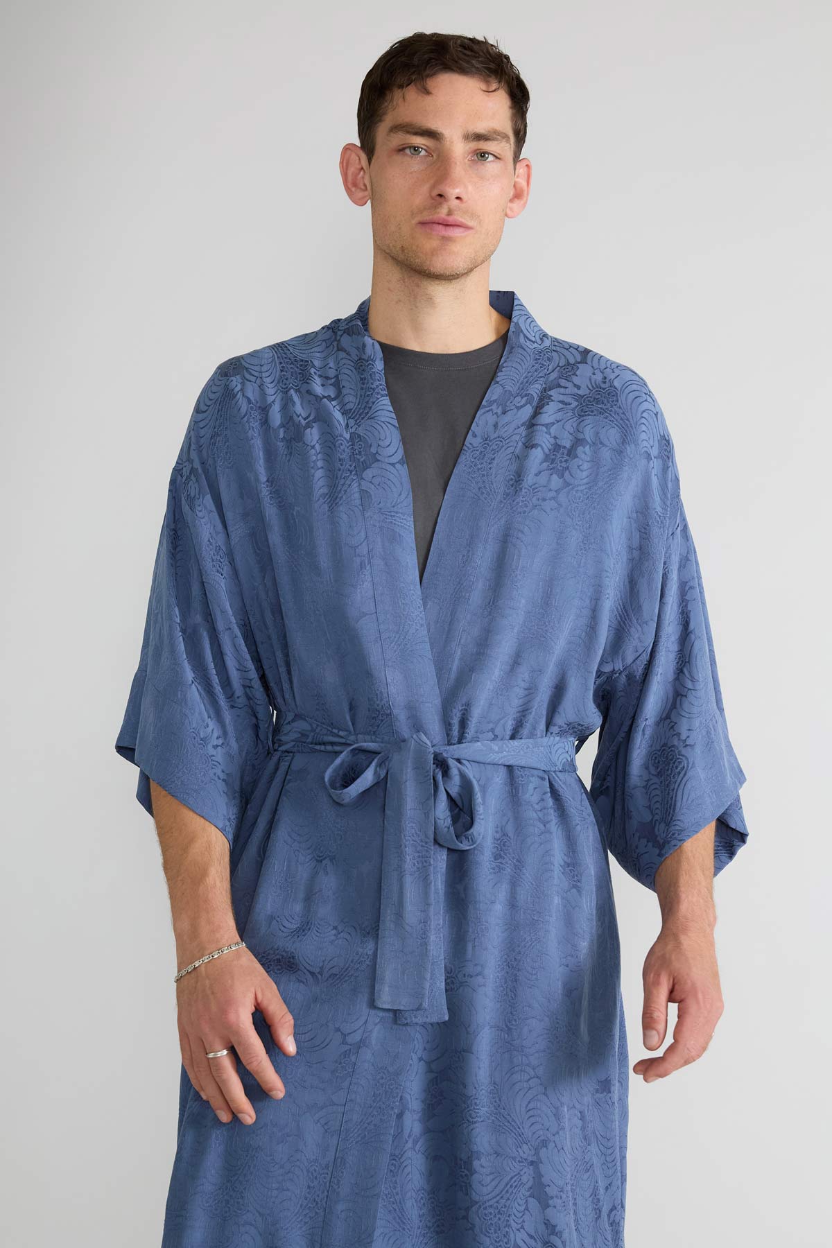 zen indigo Besser-als-Seide Kimono