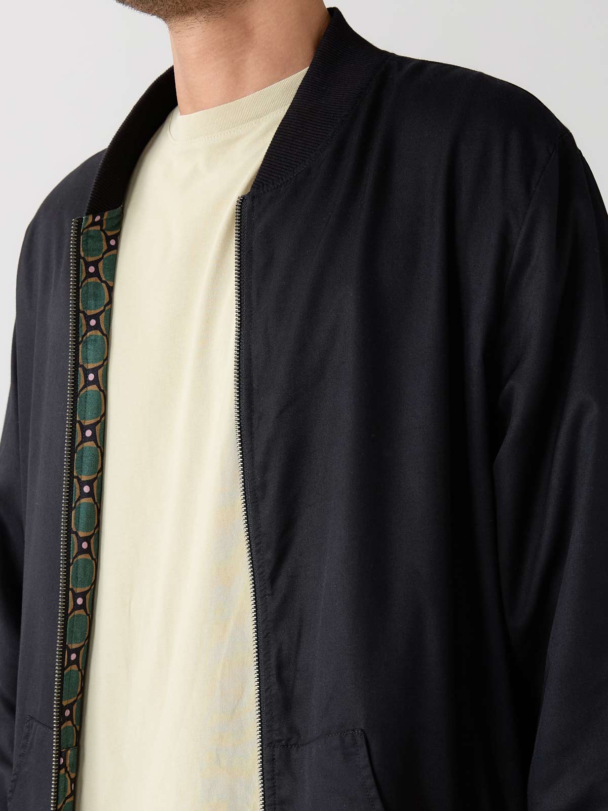 emerald/black Reversible Bomber