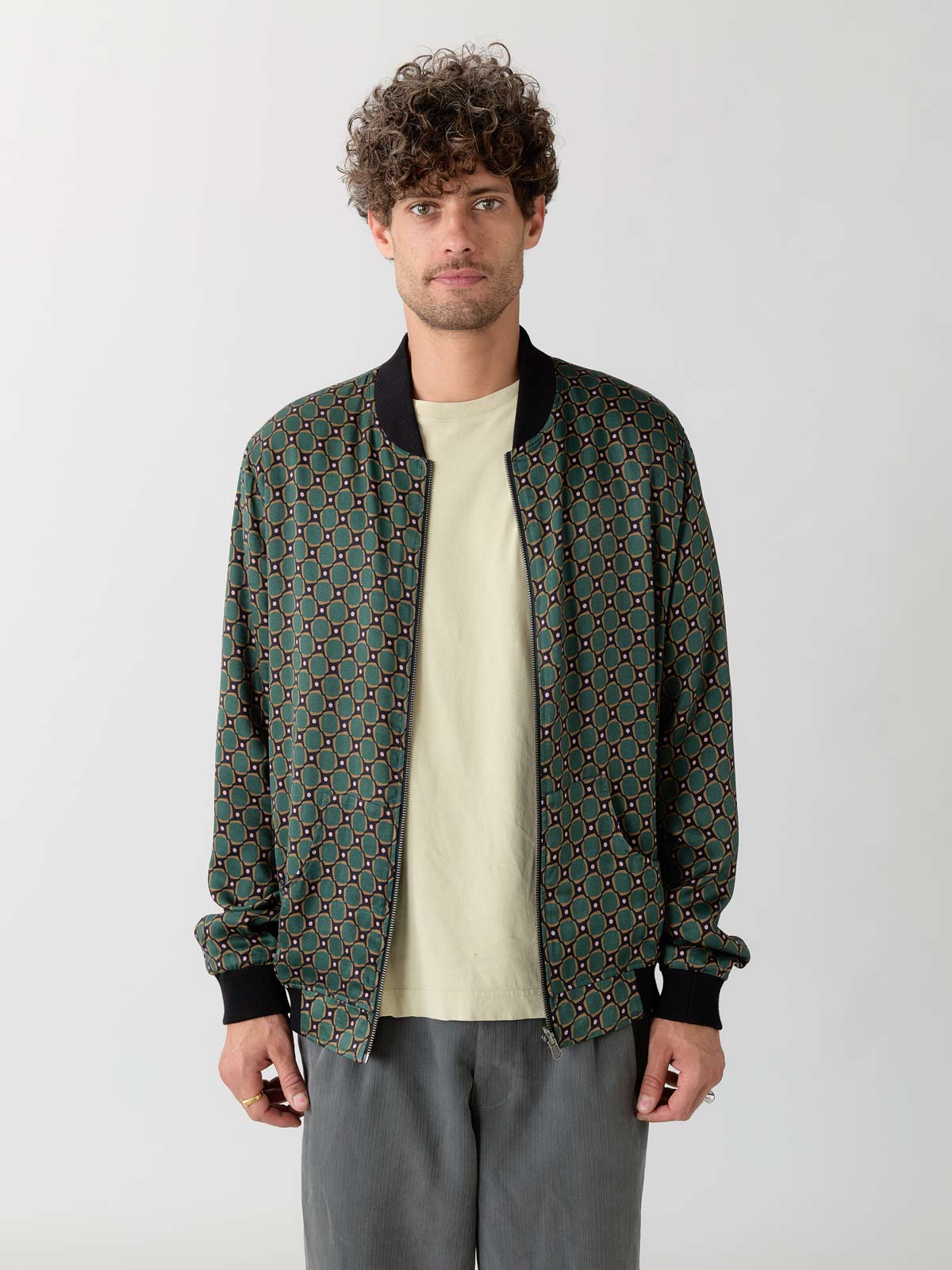 emerald/black Reversible Bomber