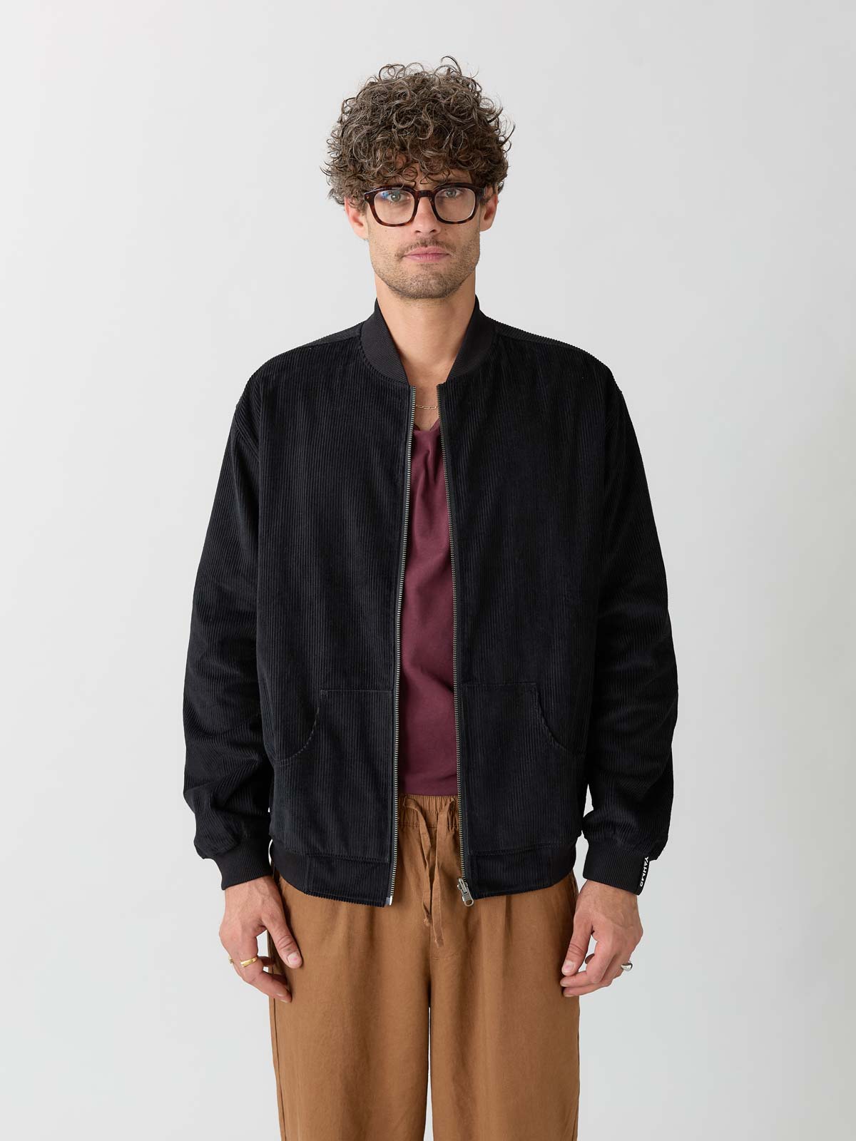 metropolis/black Reversible Bomber Corduroy