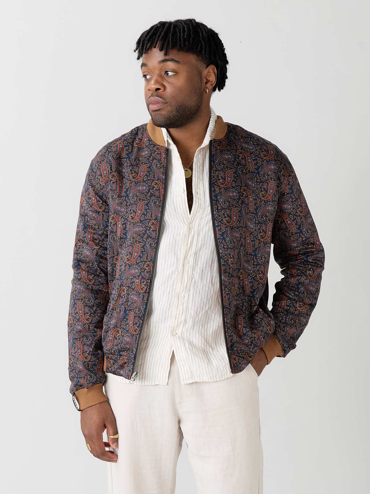 paisley/caramel Reversible Bomber Corduroy