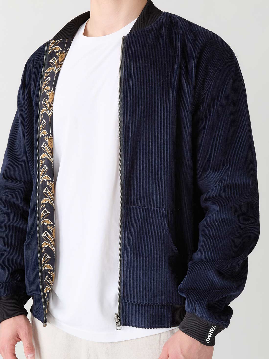 papyrus/navy Reversible Bomber Corduroy