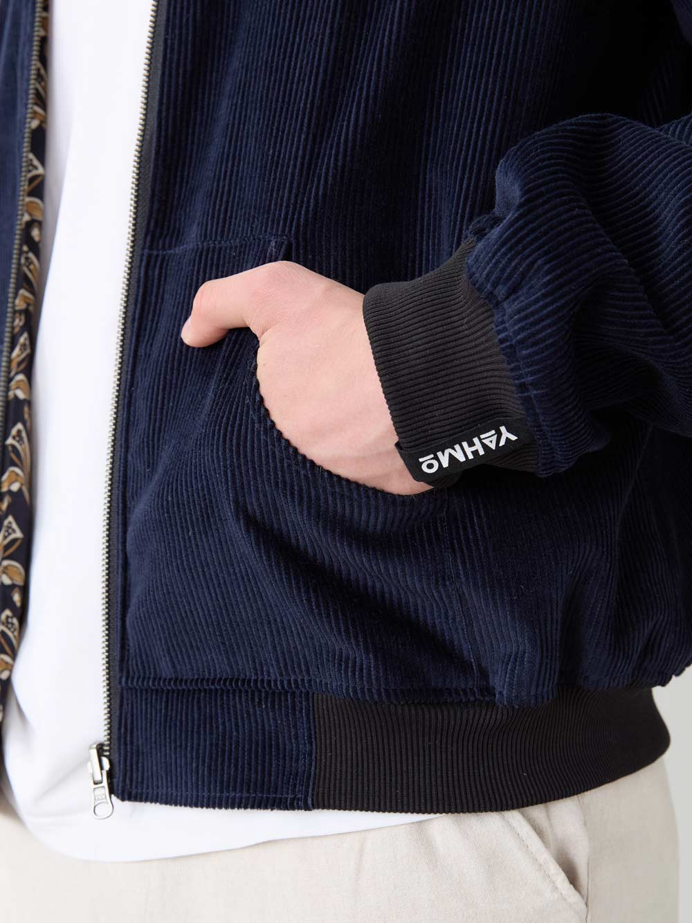 papyrus/navy Reversible Bomber Corduroy