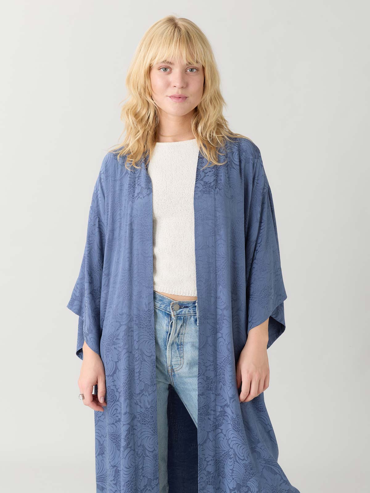 zen indigo Better-Than-Silk Kimono