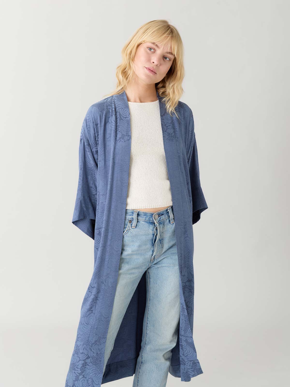 zen indigo Better-Than-Silk Kimono