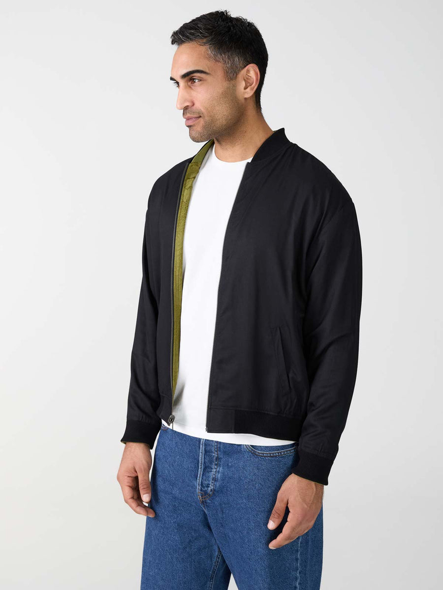 moss/black Fred Reversible Bomber Jacket