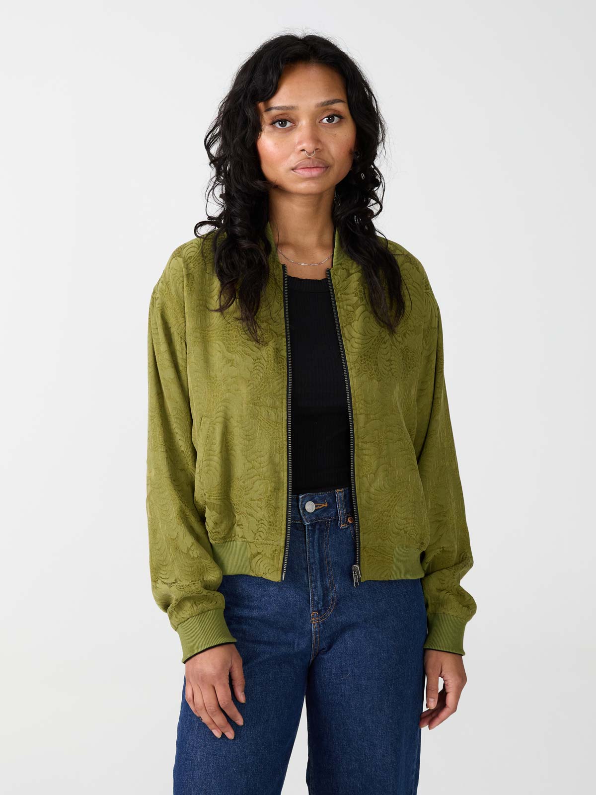 moss/black Lene Reversible Bomber Jacket