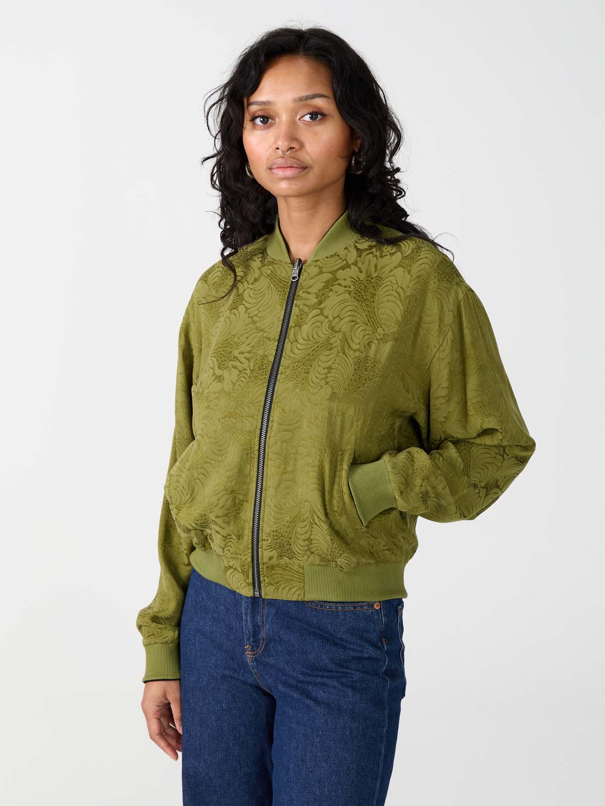 moss/black Lene Reversible Bomber Jacket