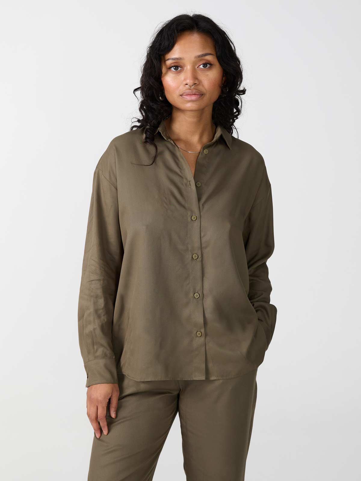 olive Shirt made from TENCEL Lyocell