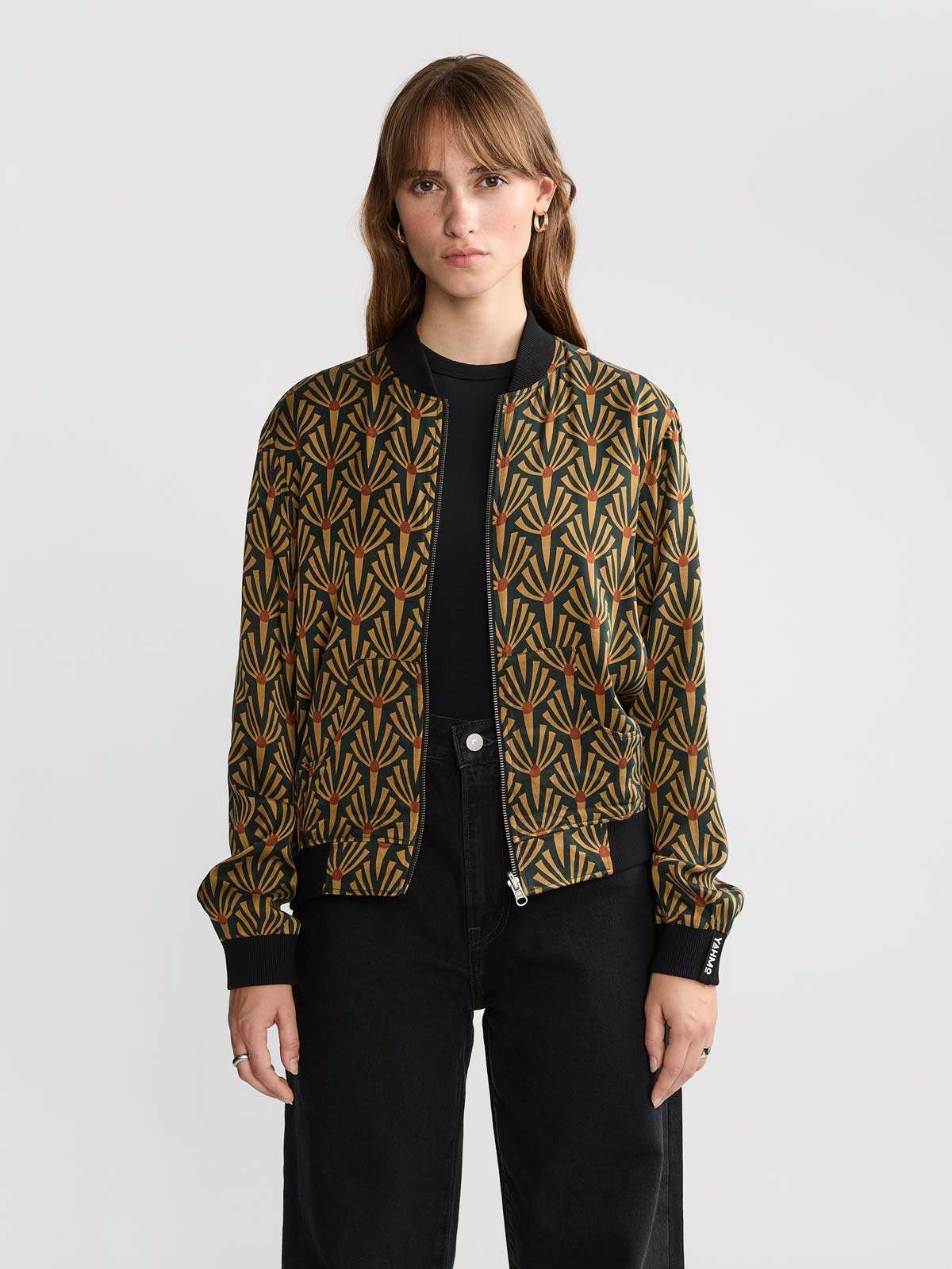 Ruth Reversible Bomber Jacket Artdeco/Black