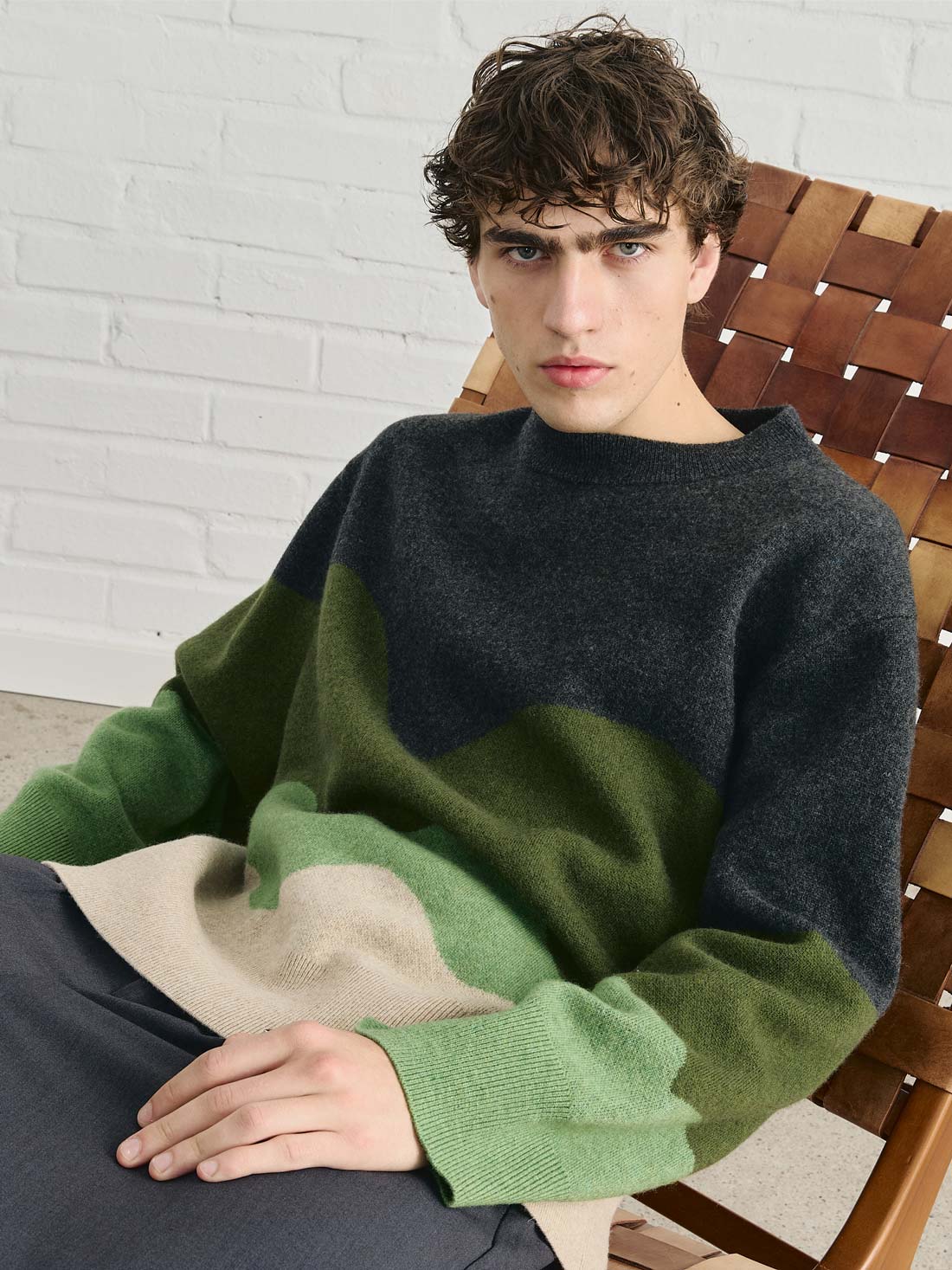 Rudi Oversized Knit Sweater Green Wave