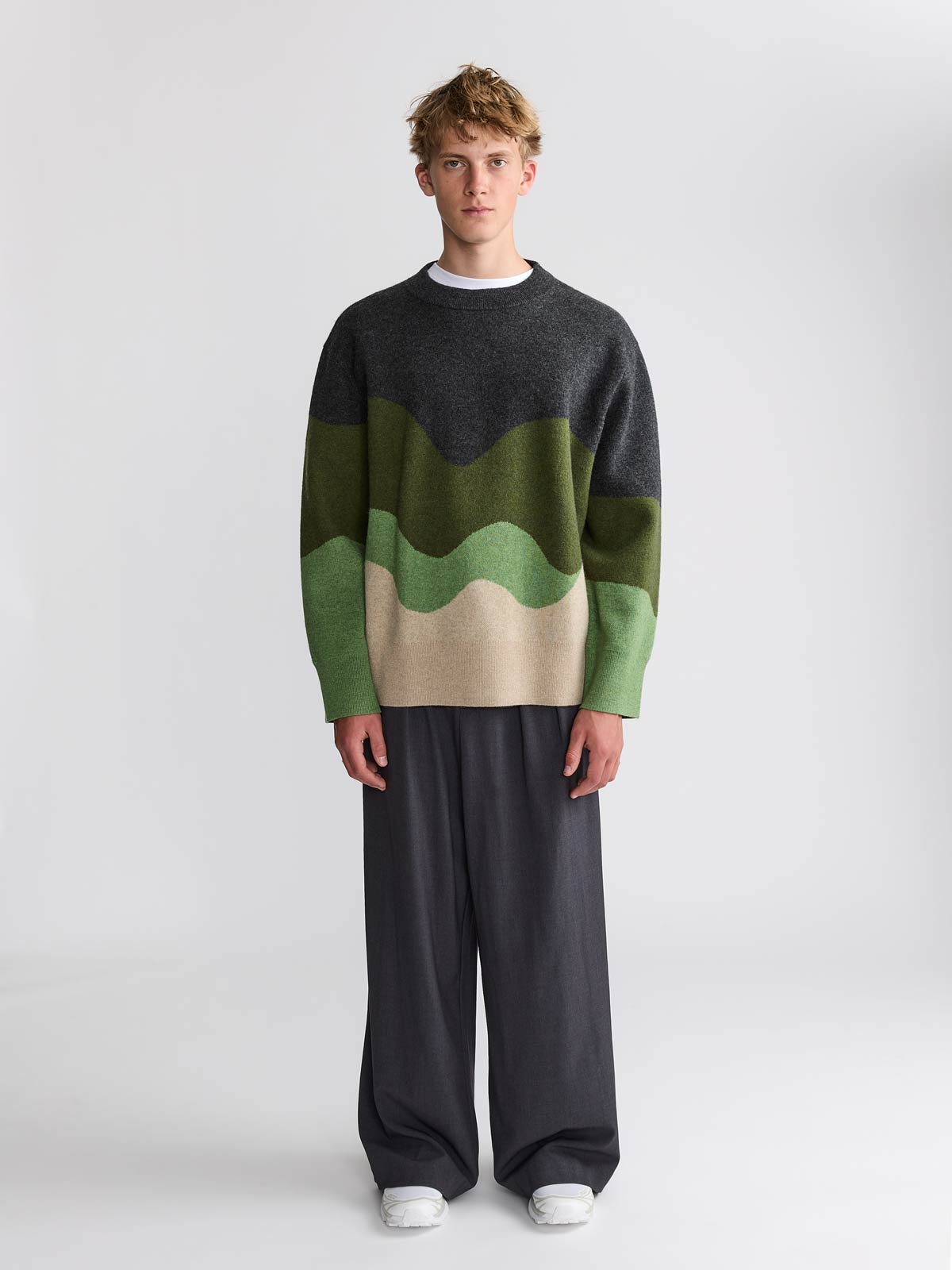 Rudi Oversized Strickpullover Green Wave