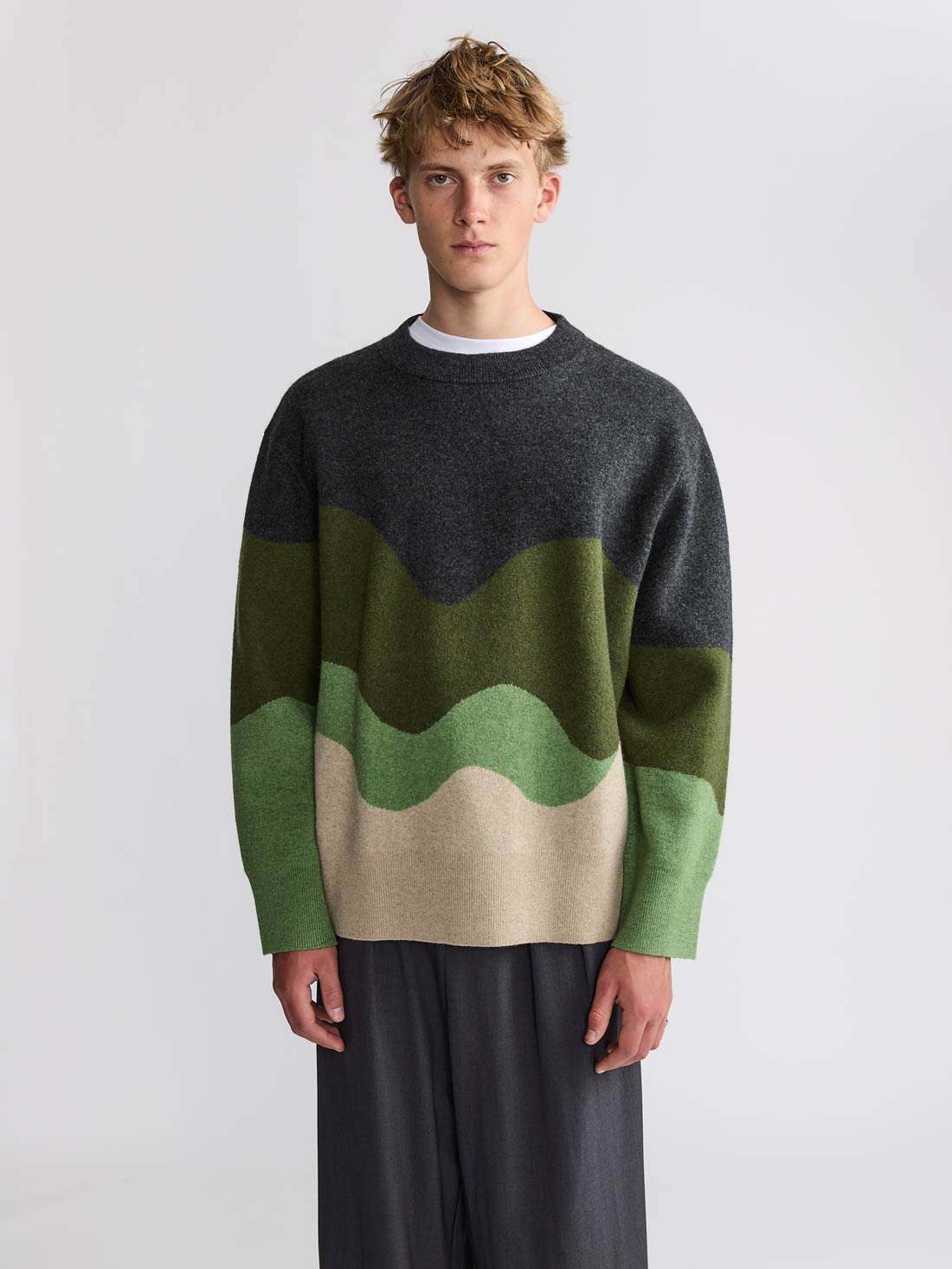 Rudi Oversized Strickpullover Green Wave