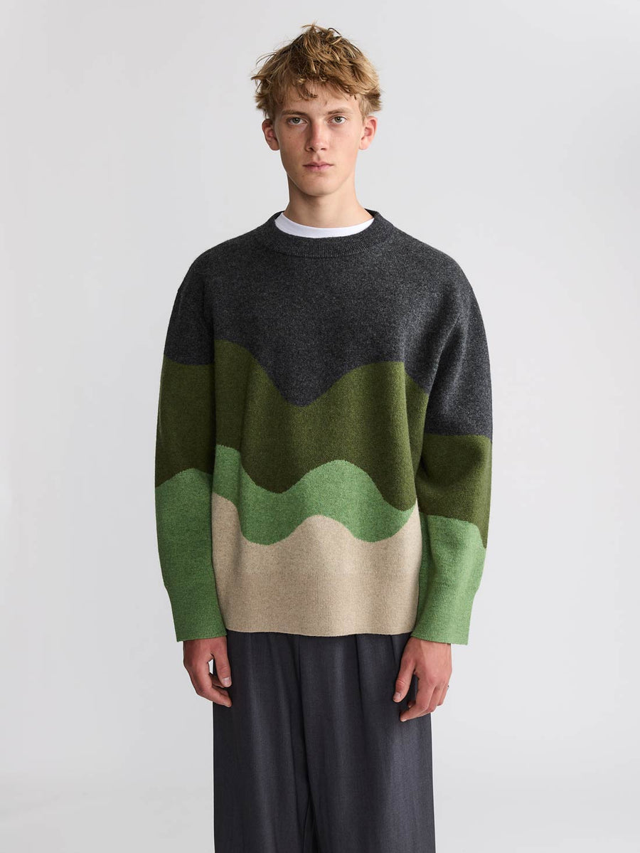 Rudi Oversized Strickpullover Green Wave