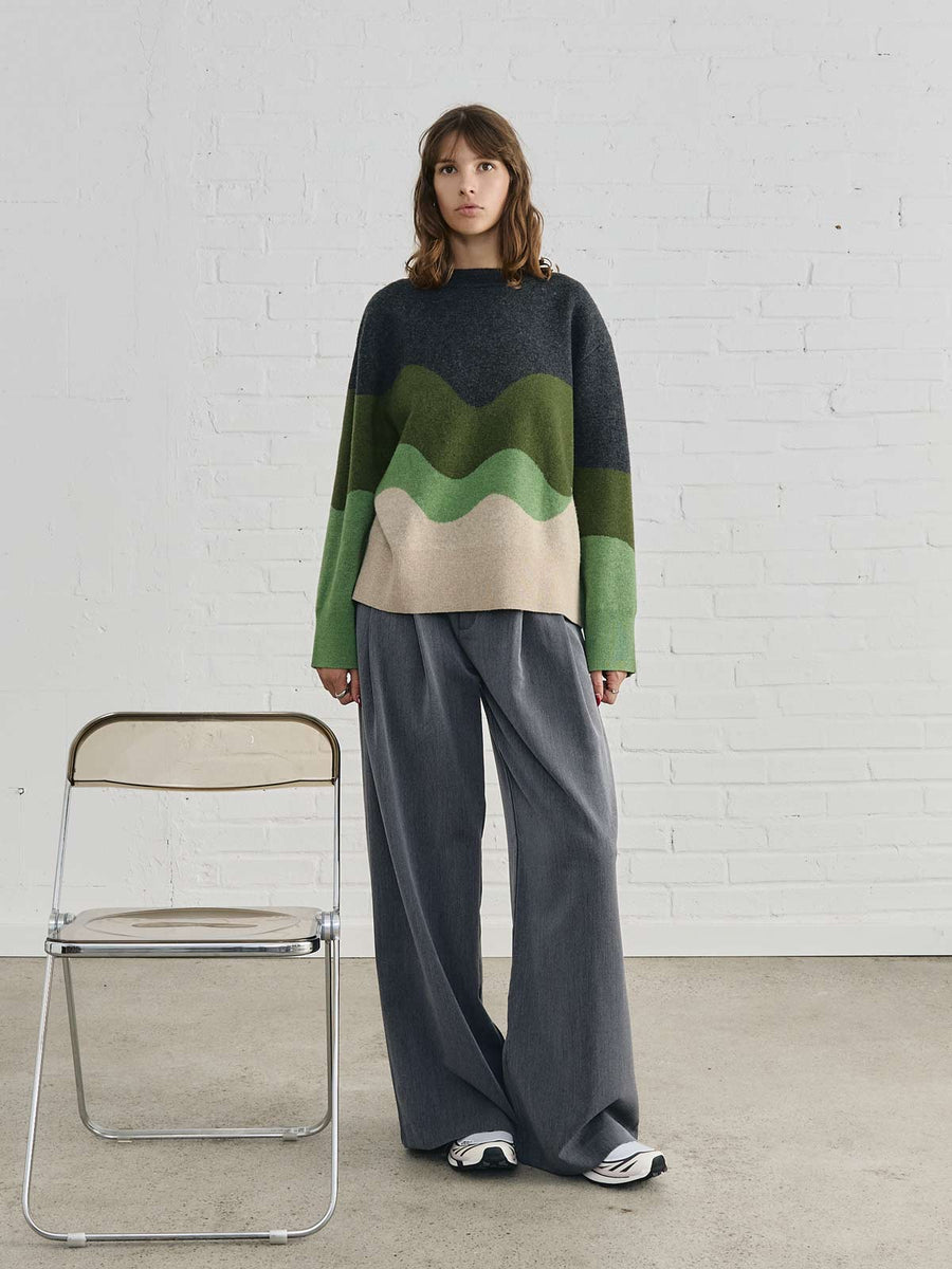 Lani Oversized Knit Sweater Green Wave