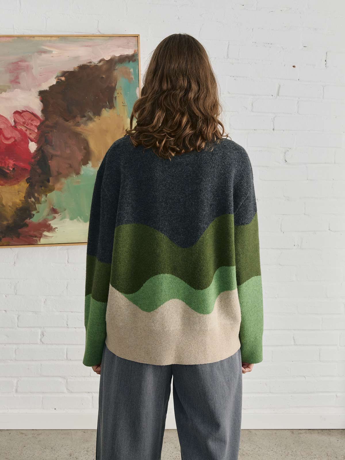 Lani Oversized Knit Sweater Green Wave