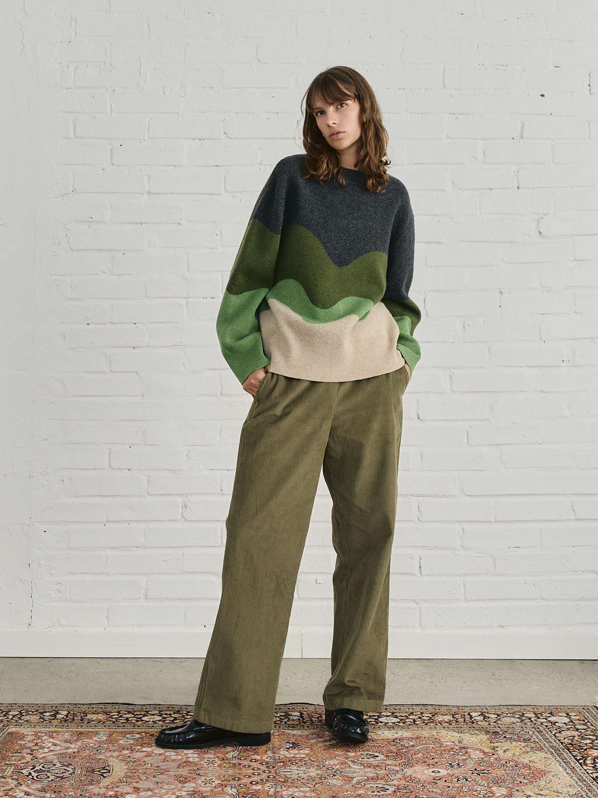 Lani Oversized Knit Sweater Green Wave