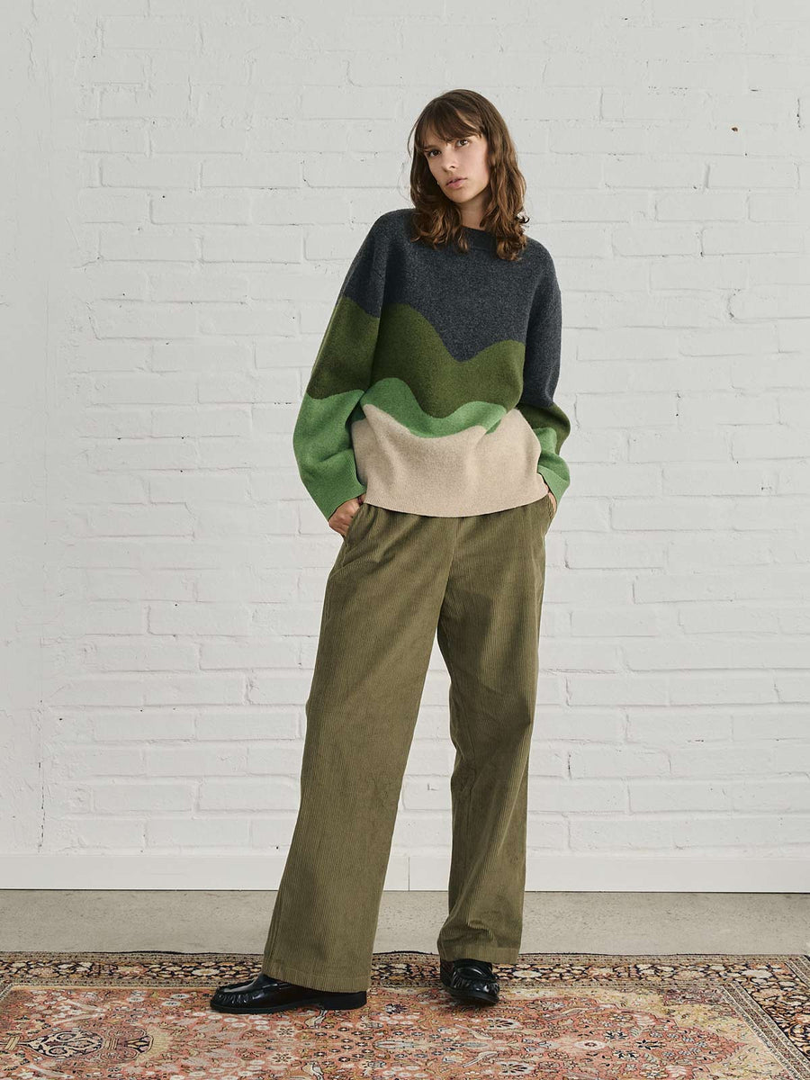 Lani Oversized Knit Sweater Green Wave