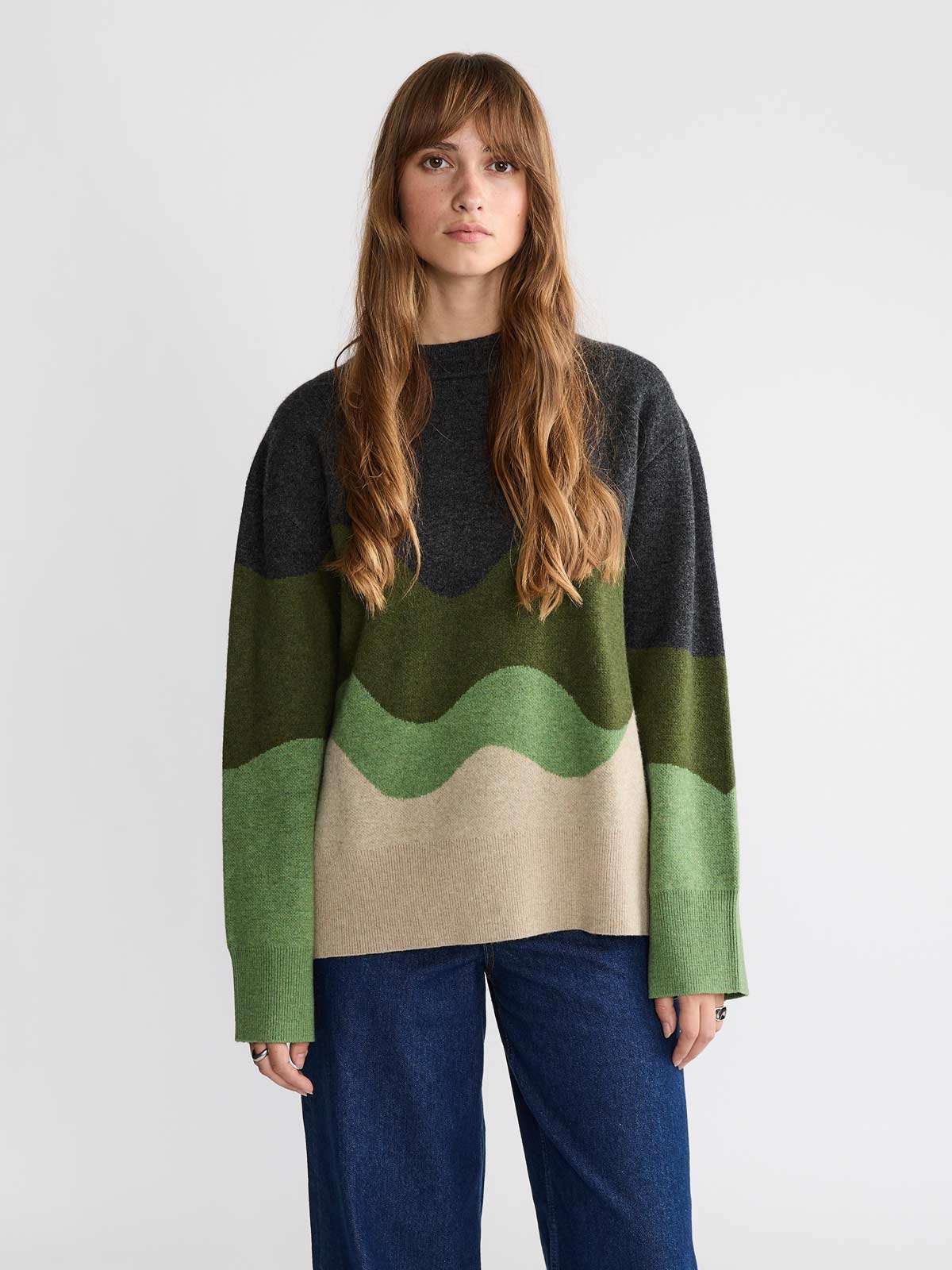 Lani Oversized Strickpullover Green Wave