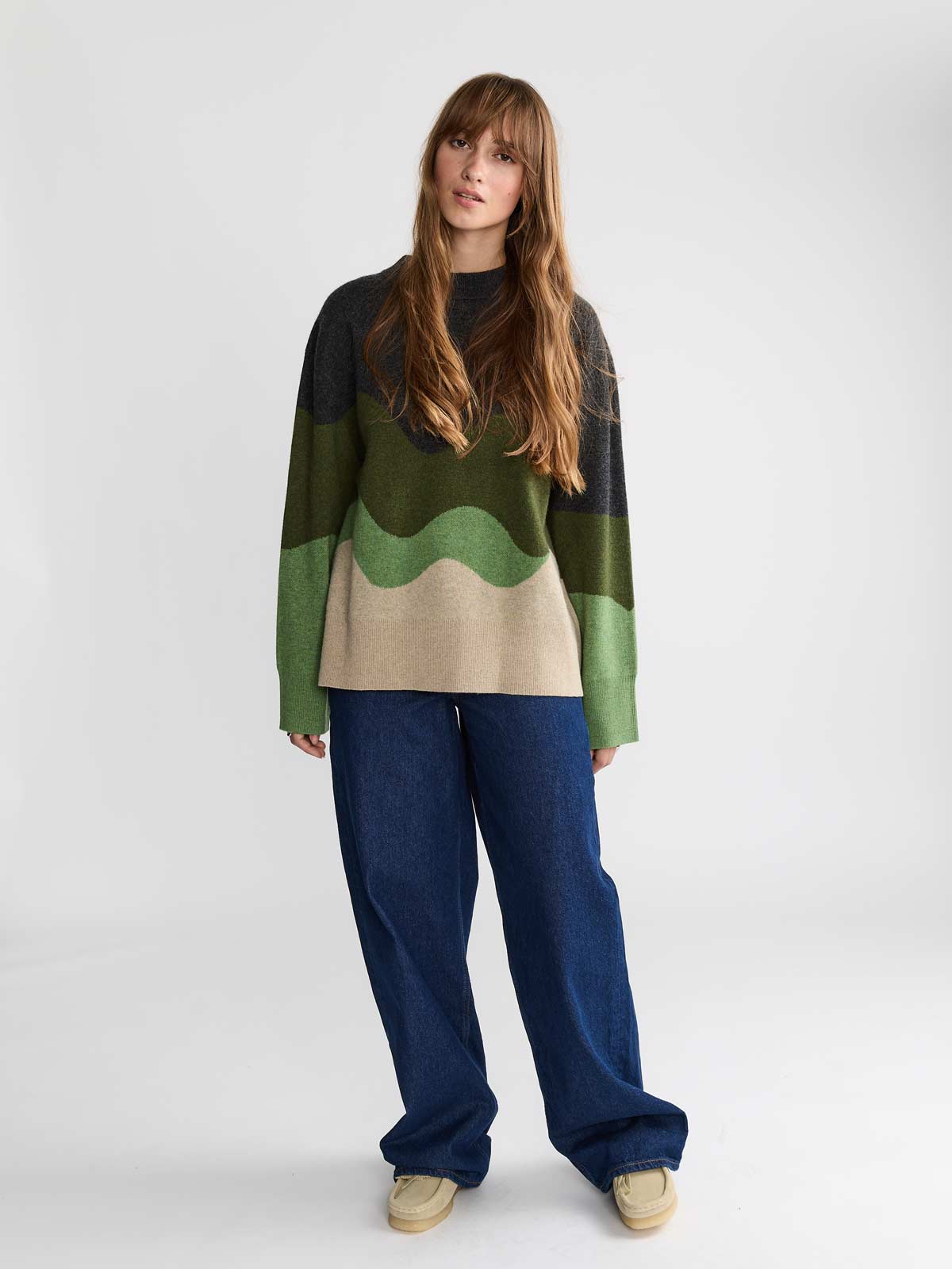 Lani Oversized Strickpullover Green Wave