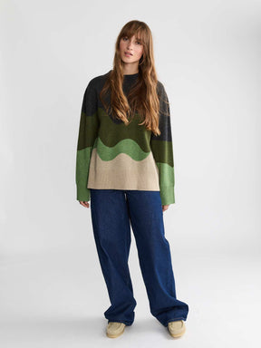 Lani Oversized Knit Sweater Green Wave