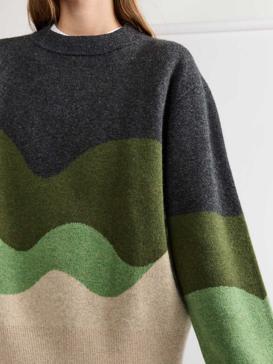 Lani Oversized Knit Sweater Green Wave