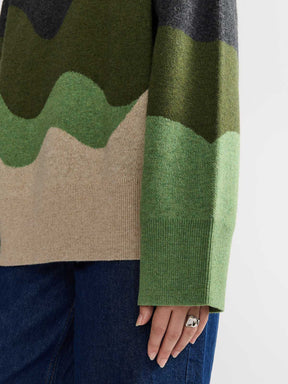Lani Oversized Knit Sweater Green Wave