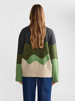 Lani Oversized Knit Sweater Green Wave