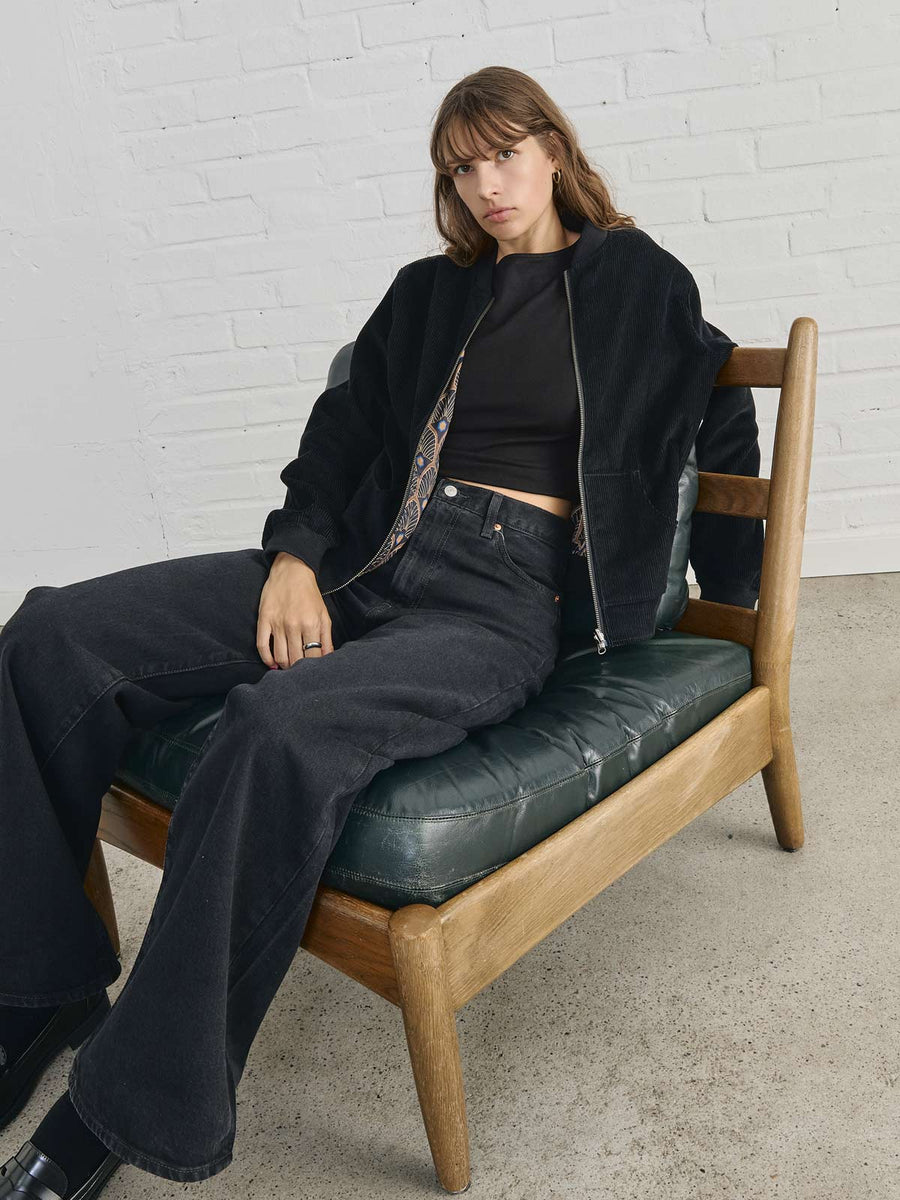 Elsa Reversible Bomber Jacket Metropolis/Black