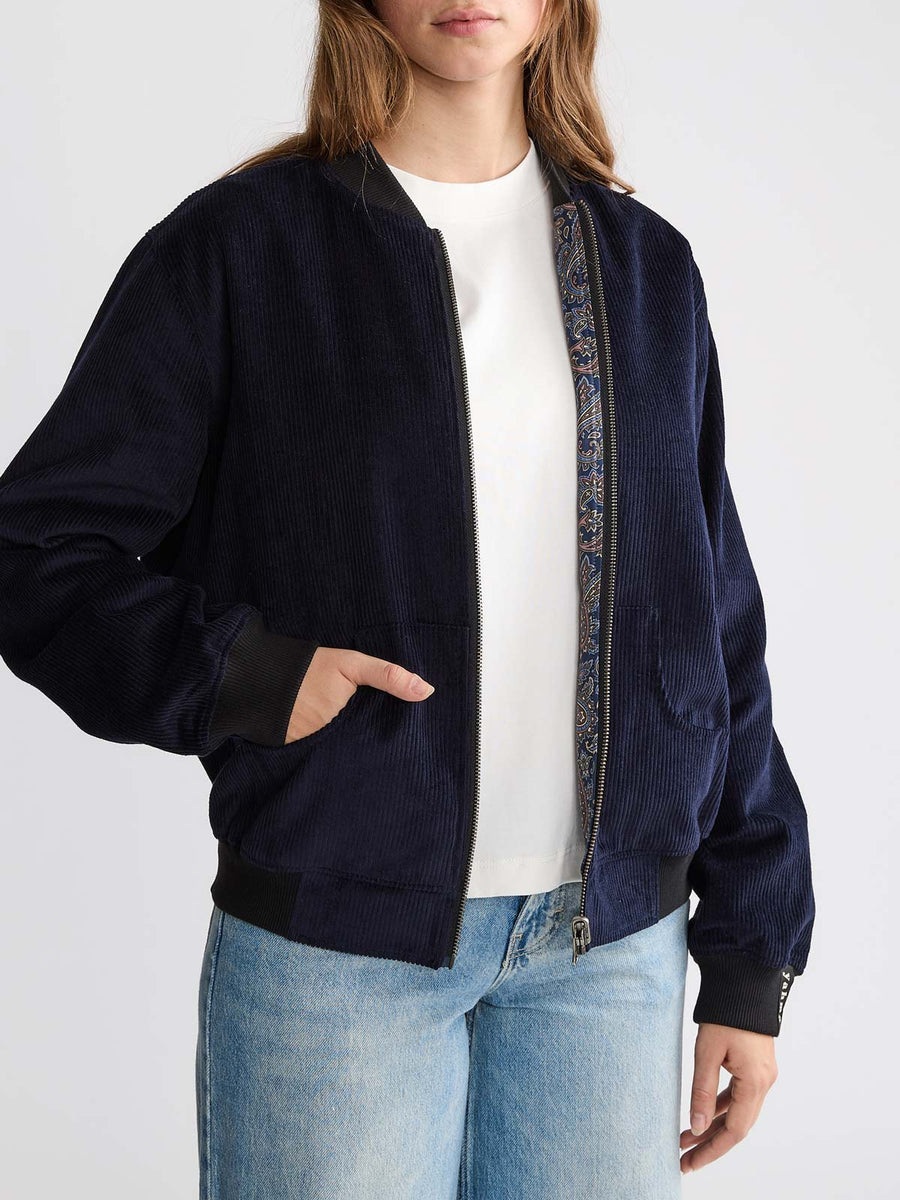 Elsa Reversible Bomber Jacket Paisley/Navy